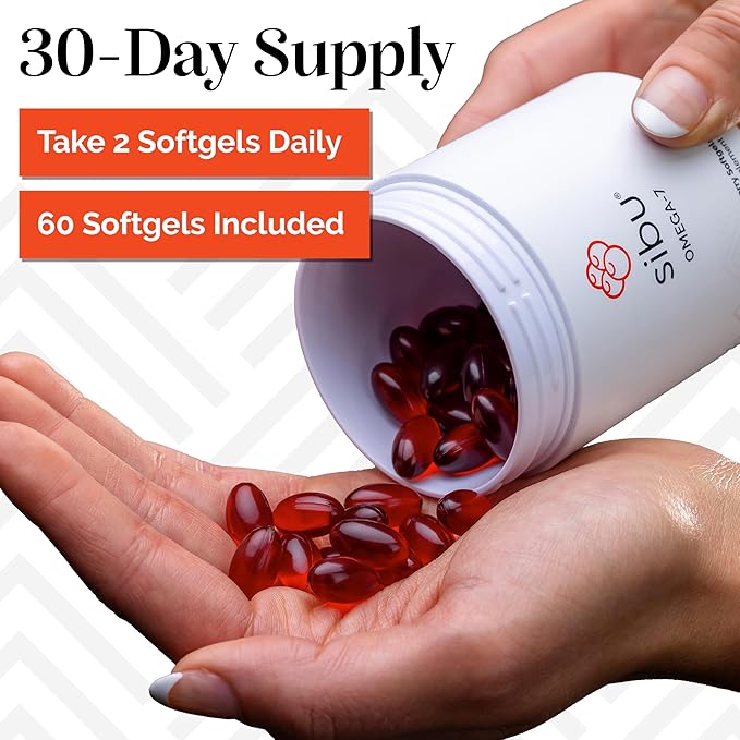 sibu Sea Buckthorn Omega-7 Softgels Starter Kit (60ct, 30 Day Supply) – Supplement for Healthy Skin, Hair, Nails and Dryness