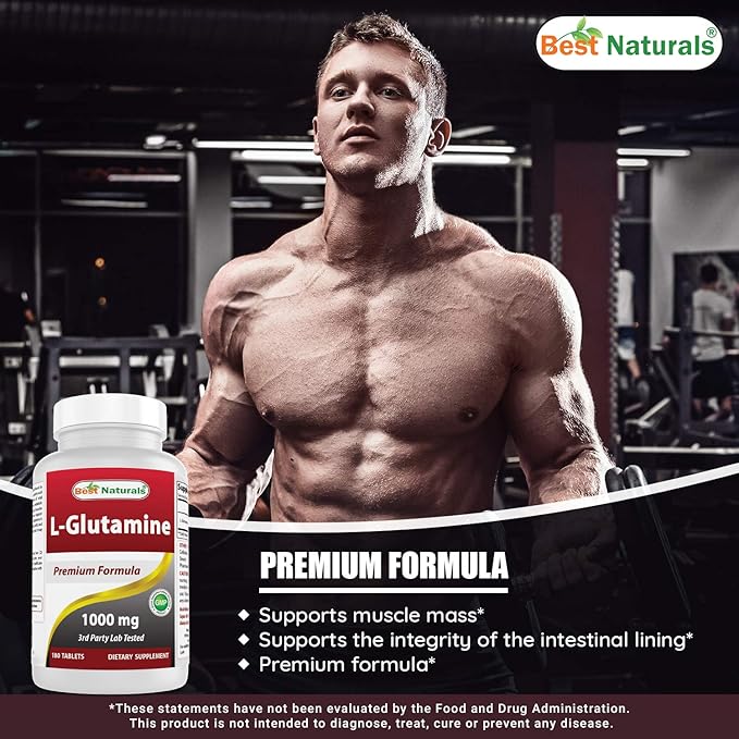 Best Naturals L-Glutamine 1000 mg 180 Tablets (180 Count (Pack of 3))