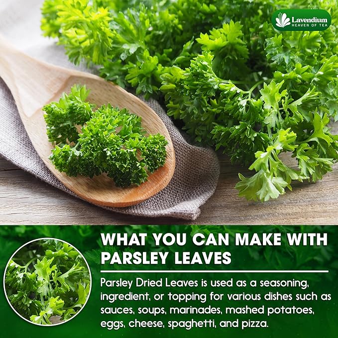 Lavendium, 4 oz Premium Dried Parsley Leaves – 100% Pure, Non-GMO, Gluten-Free, Vegan – Aromatic Culinary Herb for Cooking, Garnish, and Seasoning – No Additives or Preservatives – Resealable Bag
