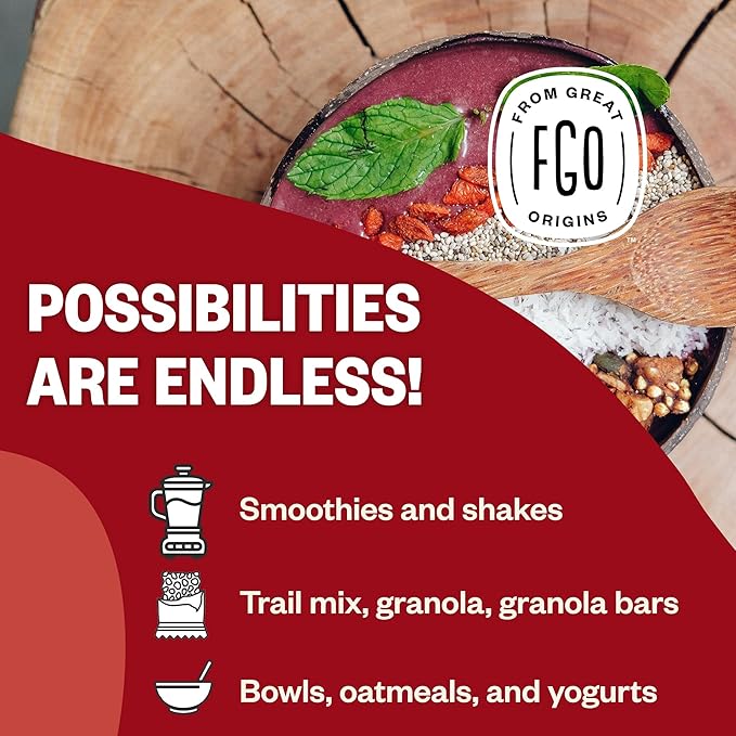 FGO Organic Goji Berries, Large & Chewy, from Ningxia, 32oz (Pack of 1)