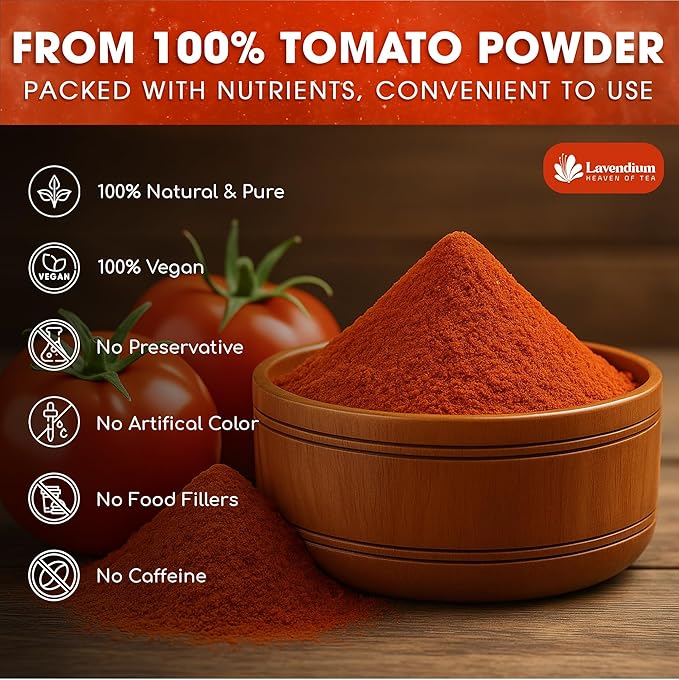 Lavendium, Premium 1.56 lbs (25oz) Tomato Powder – 100% Pure Dehydrated Tomato – Non-GMO, Vegan, Gluten-Free, No Additives – Rich Color & Flavor – Great for Cooking, Seasoning, Sauces & More