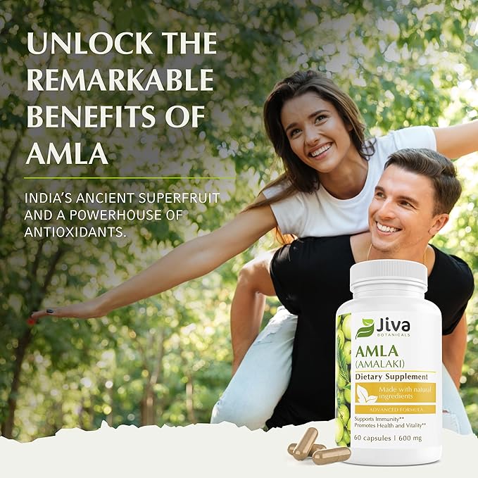 Jiva Botanicals Amla Capsules (Amalaki) - 120 Vegan Capsules - Amla Powder - Indian Gooseberry Supplement for Vitality (Pack of 120)