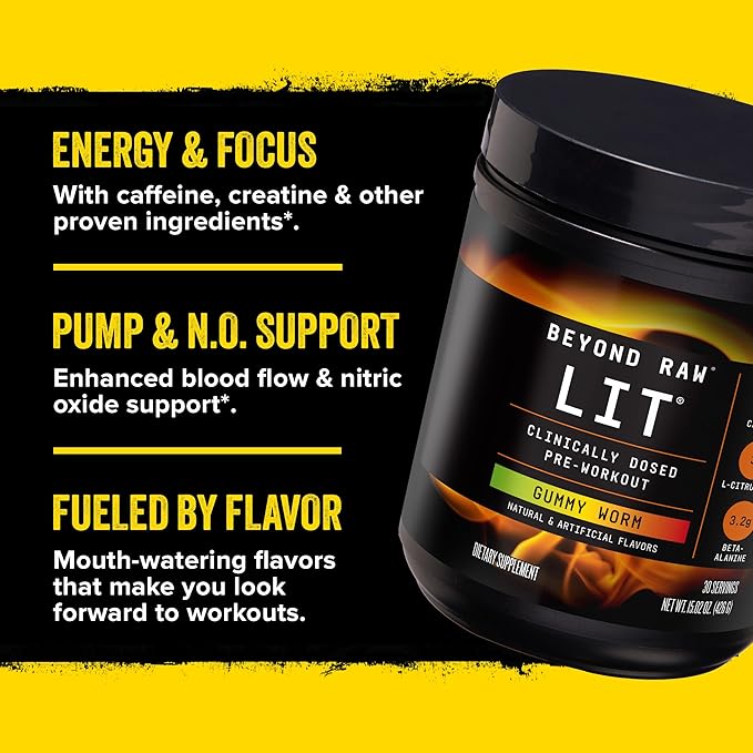 Beyond Raw LIT Pre-Workout - Blue Raspberry (30 Servings)