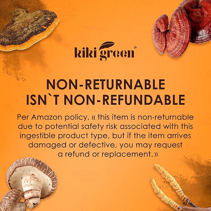 KIKI Green 8 Mushrooms Powder Extract - 4 oz Adaptogenic Complex for Coffee and Smoothies - Lion's Mane, Chaga, Reishi, Cordyceps, Maitake, Shiitake - Focus and Energy