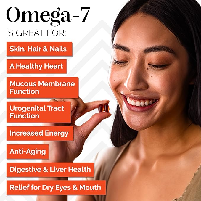 sibu Sea Buckthorn Omega-7 Softgels (60-Day Refill Sachet) – Supplement for Healthy Skin, Hair, Nails and Dryness
