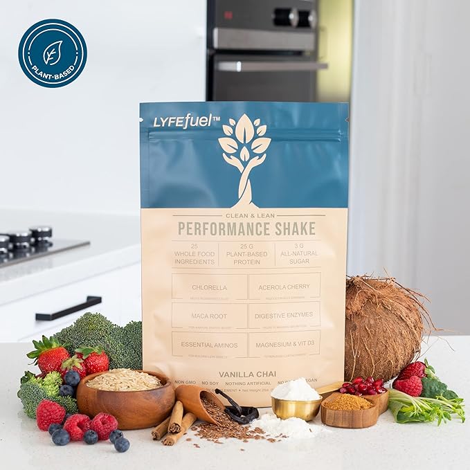 LyfeFuel Vegan Protein Shake Plant-Based Protein Powder with BCAA, Greens & Superfoods for Sports Performance, Recovery & Lean Muscle Building | (Vanilla, 24 Servings)
