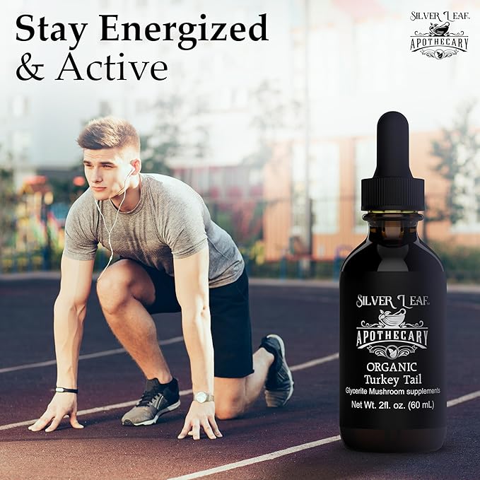 Silverleaf Apothecary Organic Triple-Extracted Turkey Tail Tincture Mushroom Supplement for Immune Support, Gastrointestinal & Gut Microbiome Wellness - 2 Fl Oz (60ml)
