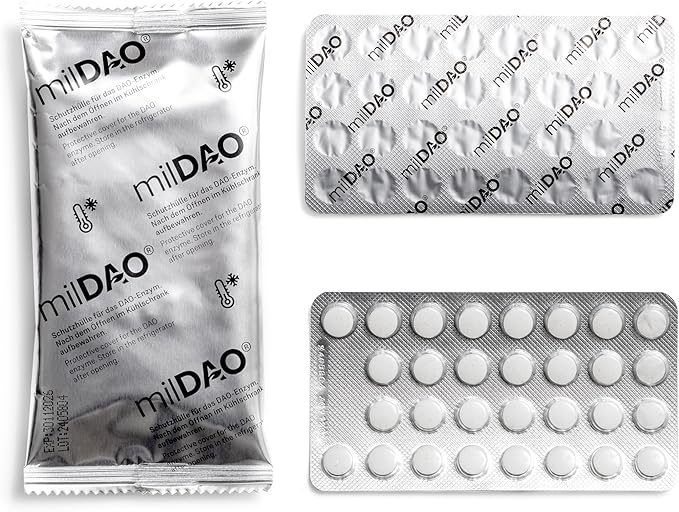 milDAO® – 60 Vegan Tablets | DAO Enzyme Supplement for Histamine Intolerance | 1,000,000 HDU per Tablet | with Catalase | Lyophilized | Foil Pouch with Silica Gel for Maximum Stability