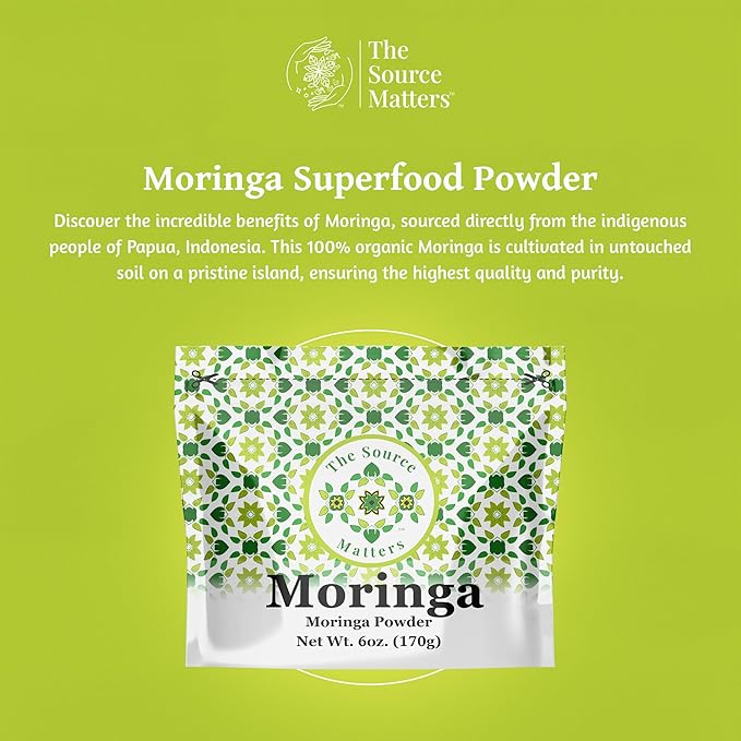 Superfood Moringa Powder – Fresh Dried Organic Moringa Leaf from Indonesia – Nutritious Greens & Complete Plant Protein – Certified USDA Organic – 170g Pouch, 42 Servings (20 Pack)