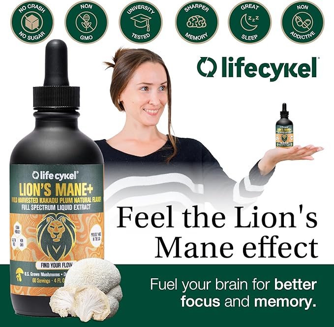 Life Cykel This is It Pack - Chaga, Lions Mane & Cordyceps Mushroom Extract - Full-Spectrum Mushroom Tincture for Energy, Mental Clarity & Immune Support - Vegan, Non-GMO- 2Fl/Oz Per Bottle