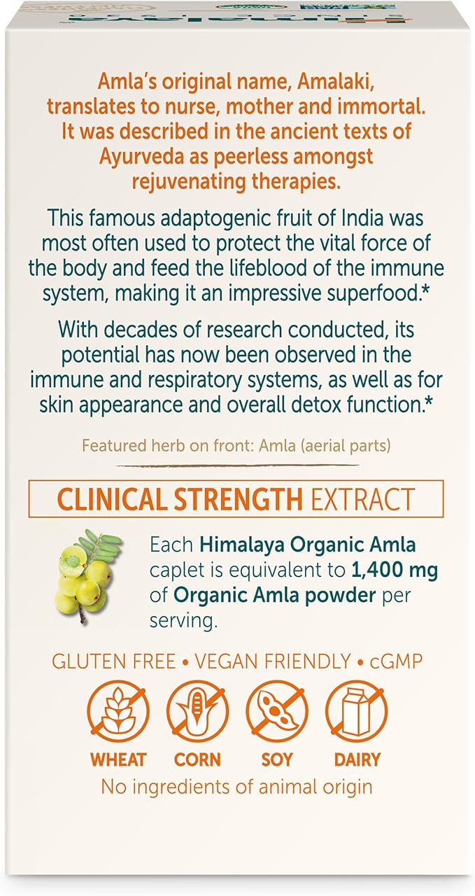 Himalaya Organic Amla/Amalaki for Active Immune Support and Cellular Defense, 600 mg, 60 Caplets, 2 Month Supply, 2 Pack