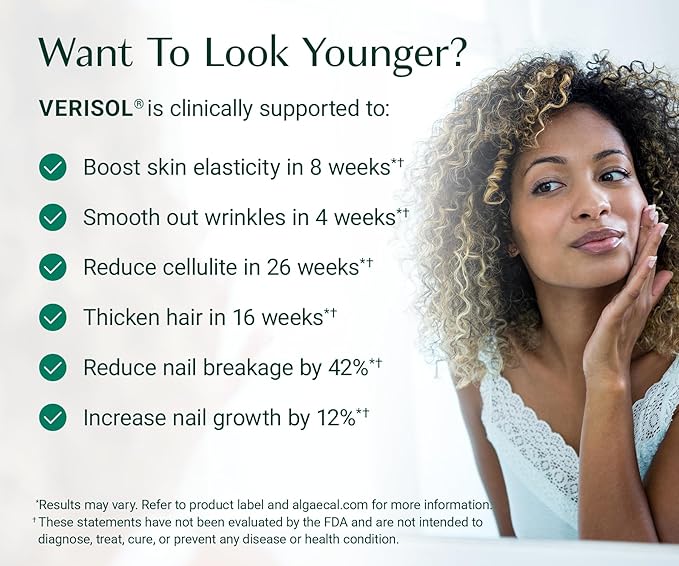 ALGAECAL Collagen - 4 Clinically-Supported Peptides VERISOL®, FORTIGEL®, UC-II®, FORTIBONE®, Anti-Aging Hydrolyzed Collagen Powder, 3 Packs, Made in USA