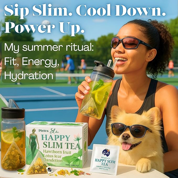 Dr. Lu’s Happy Slim Tea | 100% Natural Detox Tea for Body Balance & Shape | Colon Cleanse tea for Bloating & Digestion | 11 Inno-Cleanse Herbs incl. Hawthorn, Lotus Leaf, Burdock, Dandelion | Laxative-Free