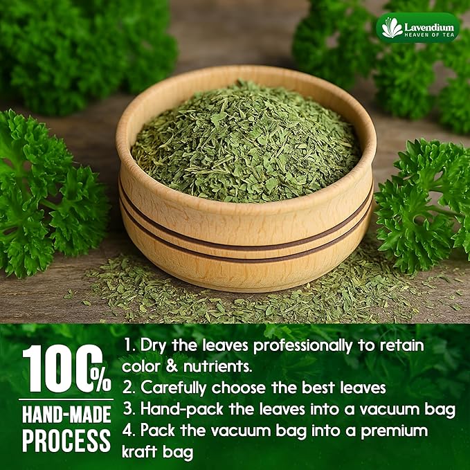 Lavendium, 4 oz Premium Dried Parsley Leaves – 100% Pure, Non-GMO, Gluten-Free, Vegan – Aromatic Culinary Herb for Cooking, Garnish, and Seasoning – No Additives or Preservatives – Resealable Bag
