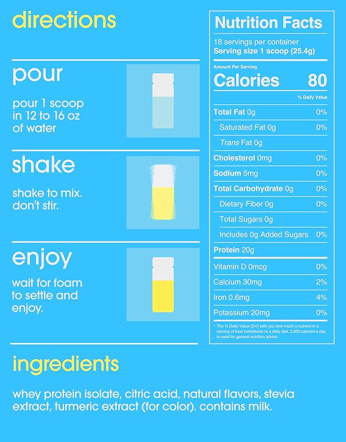 GRAMMS Clear Protein Powder, Lemonade | 20g Protein Grass-Fed Whey Isolate, Zero Sugar, Zero Lactose, Non-Bloating, Non-GMO, Protein for Women (18 Servings)