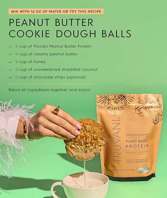 Truvani Vegan Pea Protein Powder | Peanut Butter | 20g Organic Plant Based Protein | 10 Servings | Keto | Gluten & Dairy Free | Low Carb | No Added Sugar