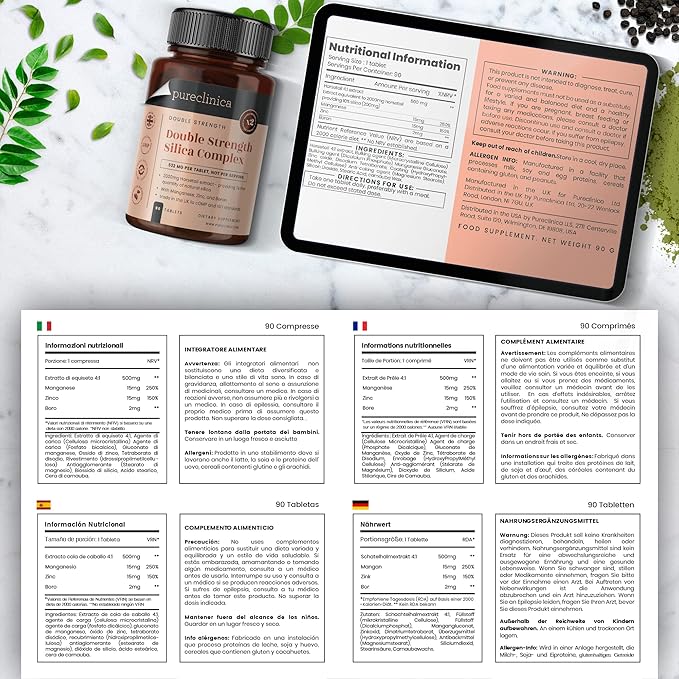 Double Strength Silica Complex – 3 Month Supply! (2000mg Horsetail Extract x 90 Tablets)