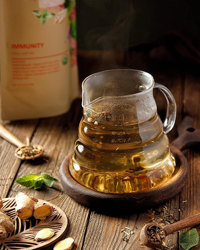 Gardenika Organic Immune Loose Leaf Tea, Herbal, Caffeine Free Leaves, Ayurvedic, KSA Kosher – 4 oz (1 Pack)