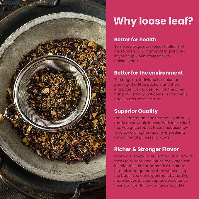 Gardenika Organic Cinnamon Hibiscus Loose Leaf Tea | Natural & Antioxidant Rich | Caffeine-Free | 55+ Cups | USDA Organic & Kosher | 4 oz