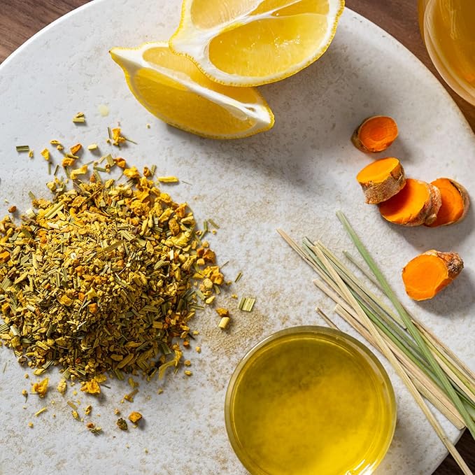 Rishi Tea Turmeric Ginger Herbal Tea - Organic Loose Leaf, Caffeine Free Ayurvedic Digestive Blend with Spicy Ginger & Citrus - 16 Ounces, 55+ Servings