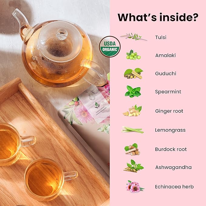 Gardenika Organic Immune Loose Leaf Tea, Herbal, Caffeine Free Leaves, Ayurvedic, KSA Kosher – 4 oz (1 Pack)