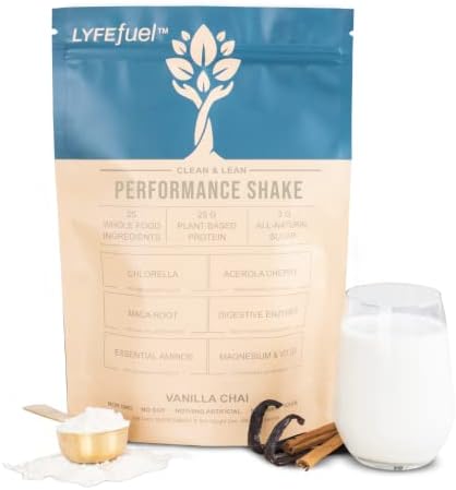 LyfeFuel Vegan Protein Shake Plant-Based Protein Powder with BCAA, Greens & Superfoods for Sports Performance, Recovery & Lean Muscle Building | (Vanilla, 24 Servings)
