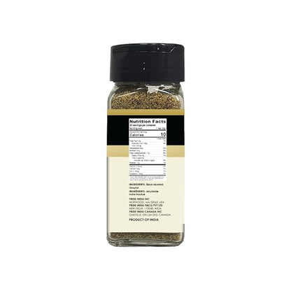 Pride of India – Black Mustard Seed Ground – Perfect Ingredient in Spice Blends – Spice up Pickles/Curries/Stews – Additives Free/Gourmet Spice – Easy to Use – 2.6 oz. Small Dual Sifter Bottle