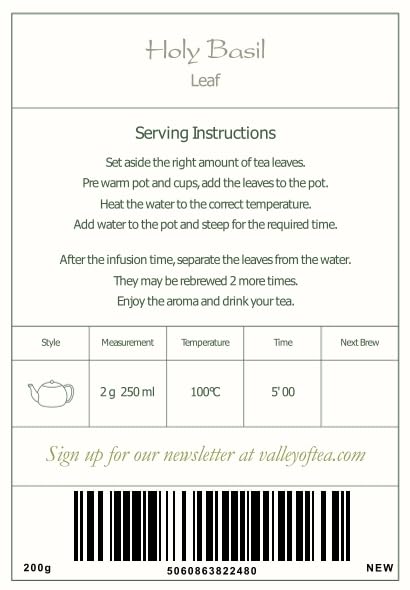 Tulsi Holy Basil Organic Tea - Sweet Green Delicacy - Herbal Thulasi or Tulasi 200g