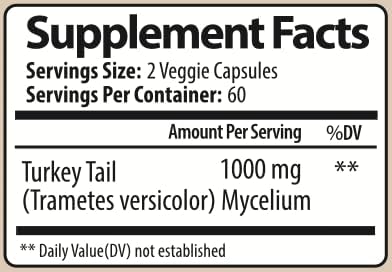 Turkey Tail Mushroom Capsules - Organic Mushroom Supplement for Immune System Health Support - 1000 mg Premium Mushroom Supplements - 120 Capsules