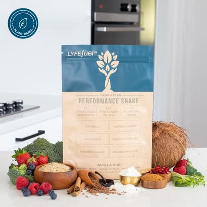 LyfeFuel Vegan Protein Shake Plant-Based Protein Powder with BCAA, Greens & Superfoods for Sports Performance, Recovery & Lean Muscle Building | (Vanilla, 24 Servings)