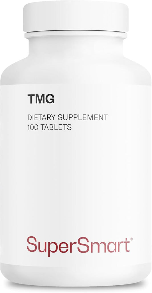Supersmart TMG 2250mg per Day (High Strength) - TMG Trimethylglycine - Betaine Anhydrous Supplement | Non-GMO & Gluten Free - 100 Tablets