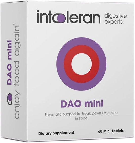 DAO Mini Digestive Enzymes - 60 Tablets | Supplement for Histamine Intolerance & DAO Deficiency | Healthy Histamine Levels | 30,000 HDU Pure Diamine Oxidase (DAO) Enzyme | Coated