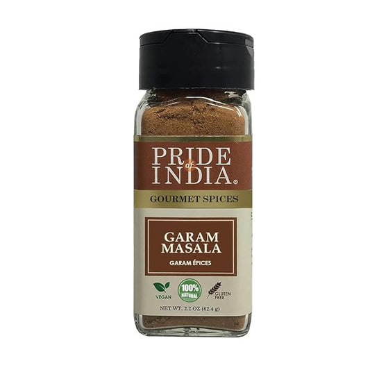 Pride of India - Garam Masala Ground – Warming Spice Blend for Variety of Non-Veg & Veg Dishes – Flavorful Mix for Curries and Pilafs - 2.2 oz. Small Dual Sifter Bottle