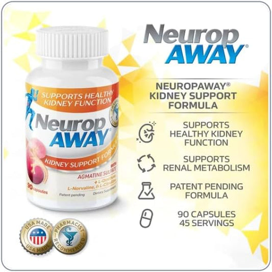 NeuropAWAY Kidney Support Supplement with Agmatine Sulfate, L-Novaline, L-Ornithine, L-Citrulline Provides Fast, Powerful Kidney Support, 60CT