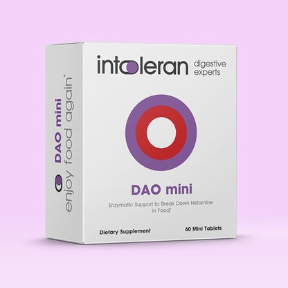 DAO Mini Digestive Enzymes - 60 Tablets | Supplement for Histamine Intolerance & DAO Deficiency | Healthy Histamine Levels | 30,000 HDU Pure Diamine Oxidase (DAO) Enzyme | Coated