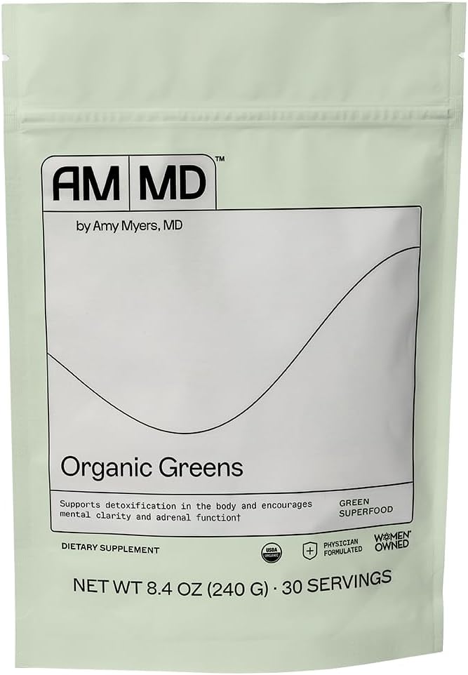 Amy Myers MD Organic Greens Powder Superfood Juice from The Myers Way Protocol Contains 14 Powerful USDA Certified Organic Plant Foods Spirulina, Chlorella, Barley More 270 Grams 30 Servings