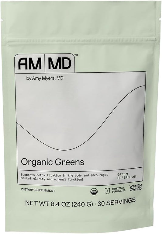 Amy Myers MD Organic Greens Powder Superfood Juice from The Myers Way Protocol Contains 14 Powerful USDA Certified Organic Plant Foods Spirulina, Chlorella, Barley More 270 Grams 30 Servings