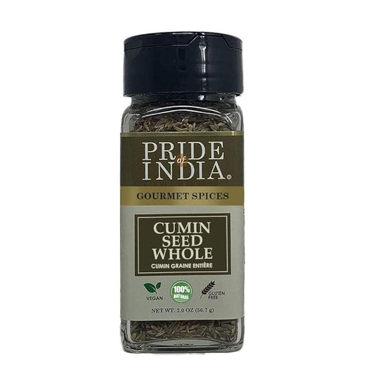 Pride of India – Cumin Seed Whole – Gourmet Indian Spice – Excellent for Culinary Uses – Fresh and Quality Seeds – Adds Flavor & Aroma – Easy to Use – 2 oz. Small Dual Sifter Bottle