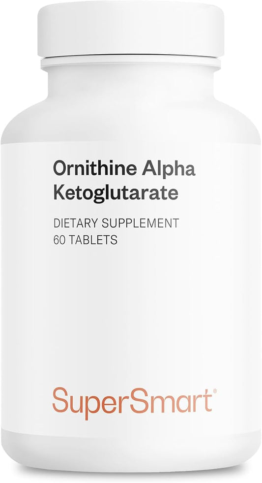 Supersmart - Ornithine Alpha Ketoglutarate OKG 10g per Day (Highly Bioavailable) - Easy-to-Take & Potent L-Ornithine Supplement - Amino Acid | Non-GMO & Gluten Free - 60 Tablets