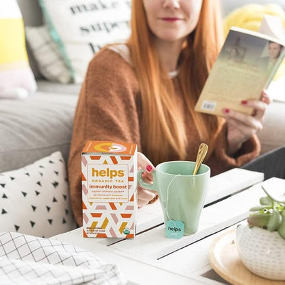 HELPS TEAS | Helps Immunity Boost Tea | Organic herbal blend of Echinacea, Eucalyptus, Mint, Linden, Thyme and Natural Honey Flavor. Facilitates Respiratory Health | 16 Tea Bags - Pack of 6 |