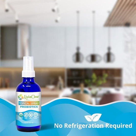 Topical Liquid Probiotics Spray, USDA-Certified Organic Probiotics, Gluten- and Allergen-Free Vegan Probiotics, Non-GMO and Raw, 2 Fl Oz (Pack of 1)