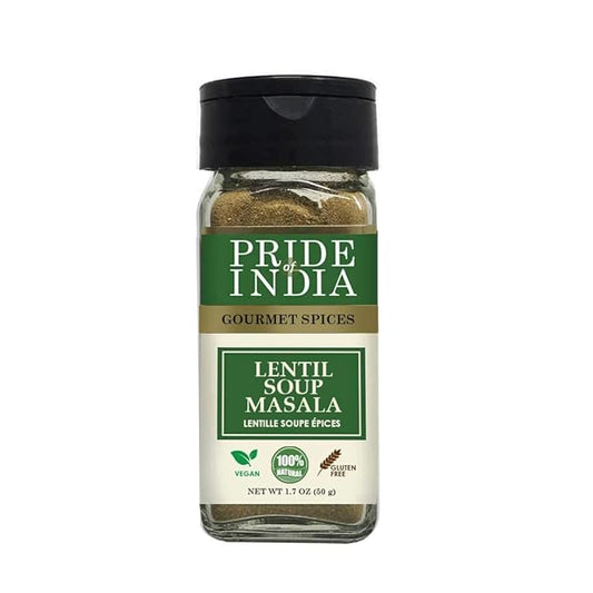 Pride of India - Lentil Soup Masala – Authentic Indian Taste – Spice Blend for Lentil Soups and Stews – Flavorful Mix – Easy to Use – 1.7 oz. Small Dual Sifter Bottle- Ideal for Vegans & Vegetarians
