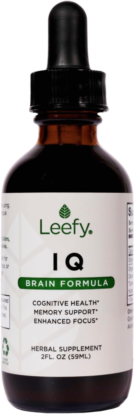Leefy Organics IQ - Lions Mane Extract Liquid Nootropic Supplement with Bacopa and More - Mushroom Extract - Supports Memory, Focus, Clarity and Cognitive Health - 2 fl oz Dropper Bottle