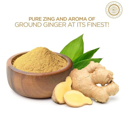 Pride of India | Ginger Fine Ground 6 oz (170 gm) Medium Dual Sifter Bottle | Finely Powdered for Easy Mixing | Perfect for Cookies, Chicken Stir-Fry, Soups, Marinades, Muffins| Fresh Root Powder | Vegan, Gluten-Free, Non-Bioengineered