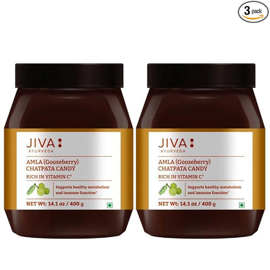 Jiva Ayurveda Chatpata Amla Candy Saled & Spicy Gooseberry Candy For All Age Groups -400g (Pack of 2)