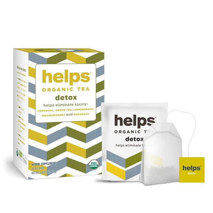 HELPS TEAS | Helps Detox Tea | Organic herbal blend of Horsetail, Green Tea, Herbal Lemon, Ulmaria and Rosemary that facilitate naturally our detox and depurative process | 16 Tea Bags - Pack of 6|