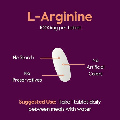 BESTVITE L-Arginine 1000mg per Tablet (480 Tablets) (240 x 2) – Pharmaceutical Grade – Contains 20% More Pure Arginine Compared to Arginine HCl – Nitric Oxide Precursor*