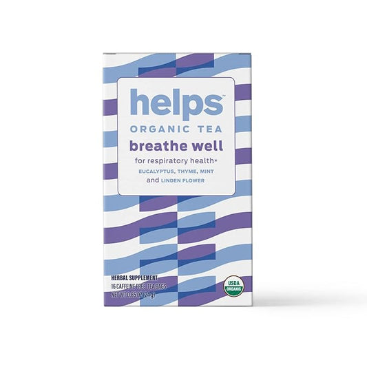 HELPS TEAS | Helps Breathe Well Tea | Organic herbal Tea blended with Eucalyptus, Thyme, Tila and Mint that clear your sinuses and strengthening your inmune system | 16 Tea Bags |
