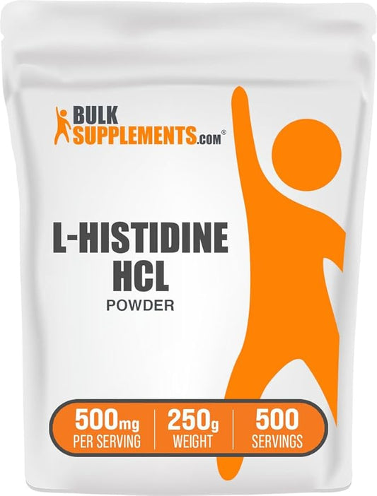 BulkSupplements.com L-Histidine HCl Powder - L-Histidine Supplement - Essential Amino Acid, Gluten Free, 500mg per Serving, 250g (8.8 oz) (Pack of 1)