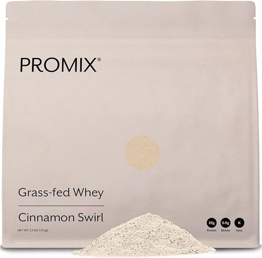 Promix Whey Protein Powder, Cinnamon Swirl - 2.5lb Bulk - Grass-Fed & 100% All Natural - ­Post Workout Fitness & Nutrition Shakes, Smoothies, Baking & Cooking Recipes - Gluten-Free & Keto-Friendly